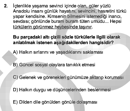 2015 YGS Türkçe 2. Soru