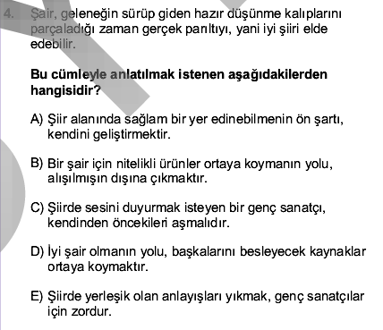 2015 YGS Türkçe 4. Soru