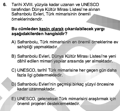 2015 YGS Türkçe 6. Soru