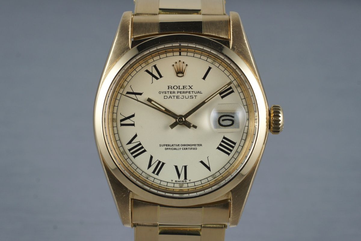 1972 Rolex YG DateJust 1600 with Cream Roman Numeral Dial