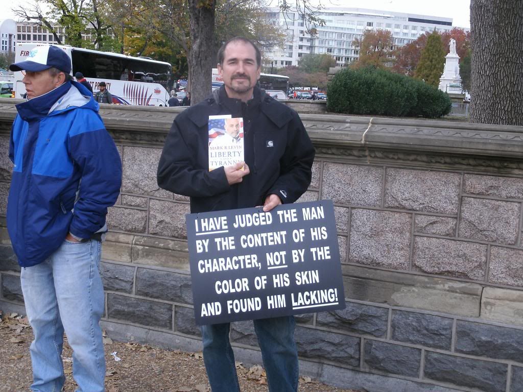 I can just see the ProgDel folks calling this guy a 'raaaaaaacist!' I assume the sign refers to President Obama and not Mark Levin.