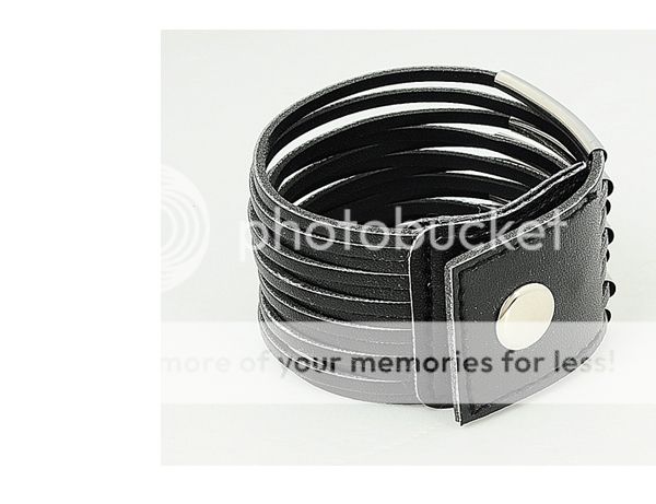 Women Ladies Girl Fashion New Black Leather Bracelet Wristband Cuff Bangle