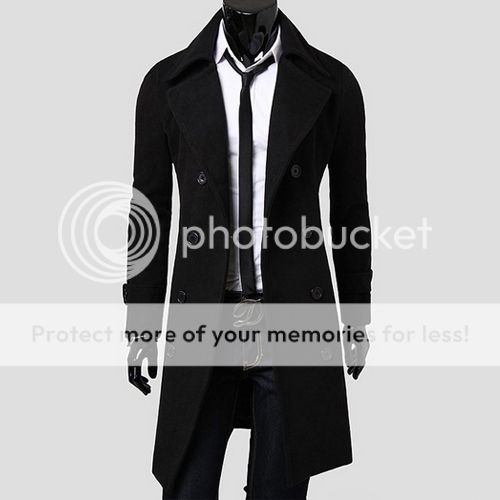 Sexy Mens Stylish Fitted Trench Coat Winter Long Jacket Double Breasted ...